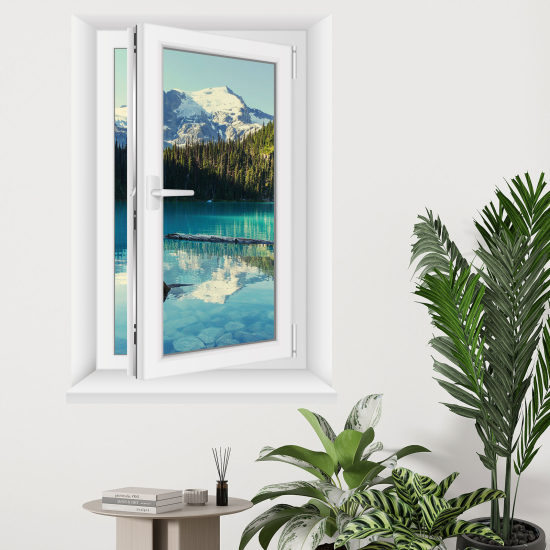 Adesivo Murale - Illusione ottica - Finestra - Lago Montagne