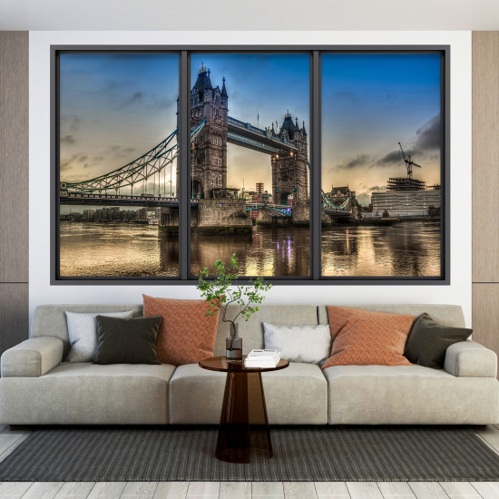 Adesivo Murale - Illusione ottica - Finestra - Londra