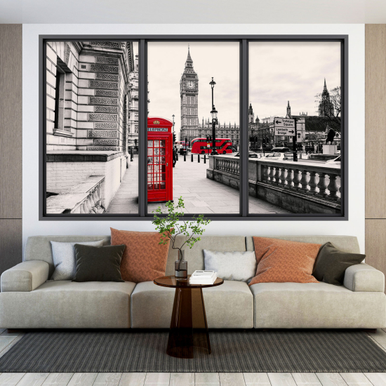 Adesivo Murale - Illusione ottica - Finestra - Londra