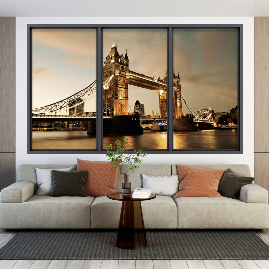 Adesivo Murale - Illusione ottica - Finestra - Londra