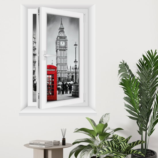 Adesivo Murale - Illusione ottica - Finestra - Londra