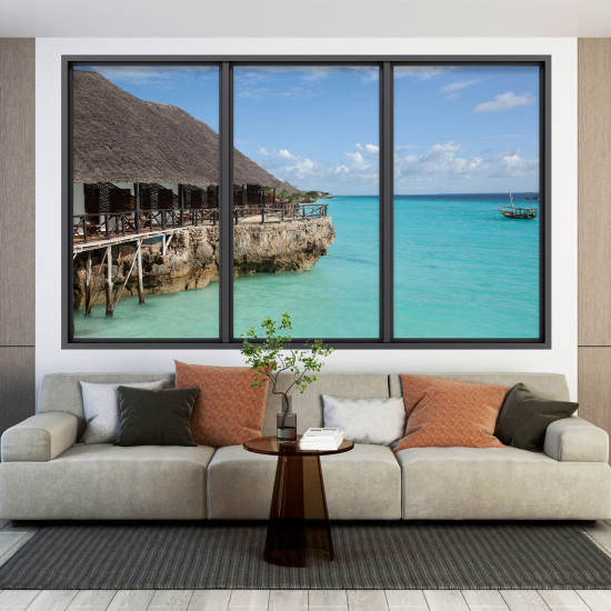 Adesivo Murale - Illusione ottica - Finestra - Maldive