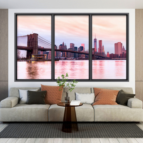 Adesivo Murale - Illusione ottica - Finestra - New York