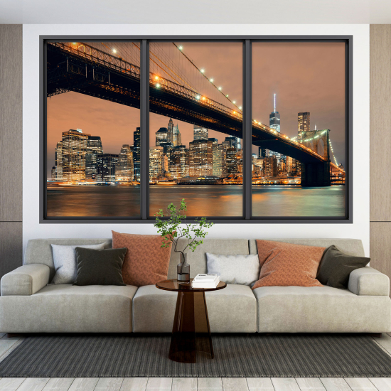 Adesivo Murale - Illusione ottica - Finestra - New York