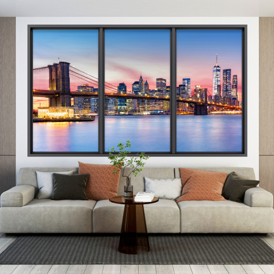 Adesivo Murale - Illusione ottica - Finestra - New York