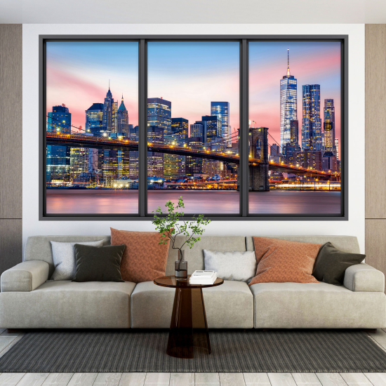 Adesivo Murale - Illusione ottica - Finestra - New York