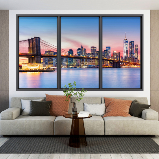 Adesivo Murale - Illusione ottica - Finestra - New York