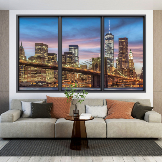 Adesivo Murale - Illusione ottica - Finestra - New York