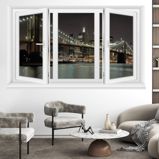 Adesivo Murale - Illusione ottica - Finestra - New York