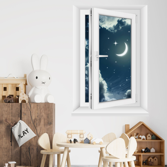 Adesivo Murale - Illusione ottica - Finestra - Notte