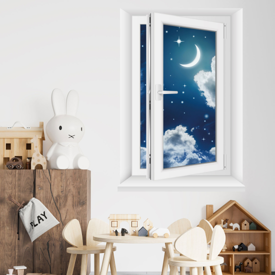 Adesivo Murale - Illusione ottica - Finestra - Notte