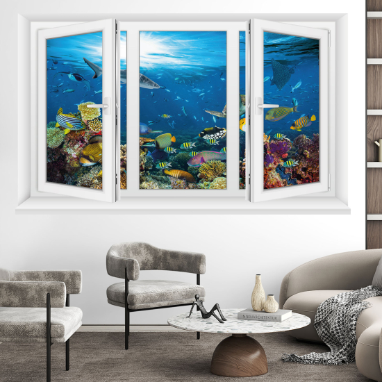 Adesivo Murale - Illusione ottica - Finestra - Oceano