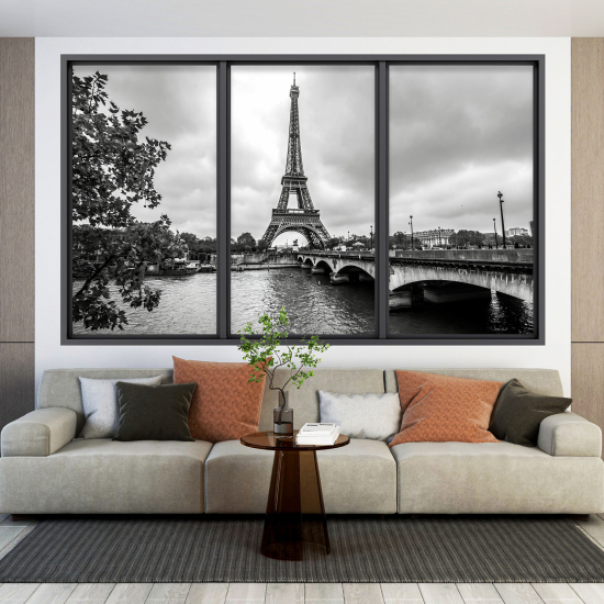 Adesivo Murale - Illusione ottica - Finestra - Parigi