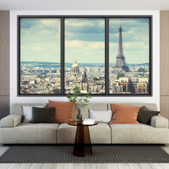 Adesivo Murale - Illusione ottica - Finestra - Parigi