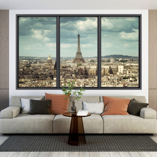 Adesivo Murale - Illusione ottica - Finestra - Parigi