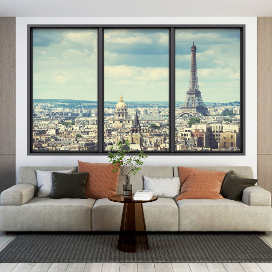 Adesivo Murale - Illusione ottica - Finestra - Parigi