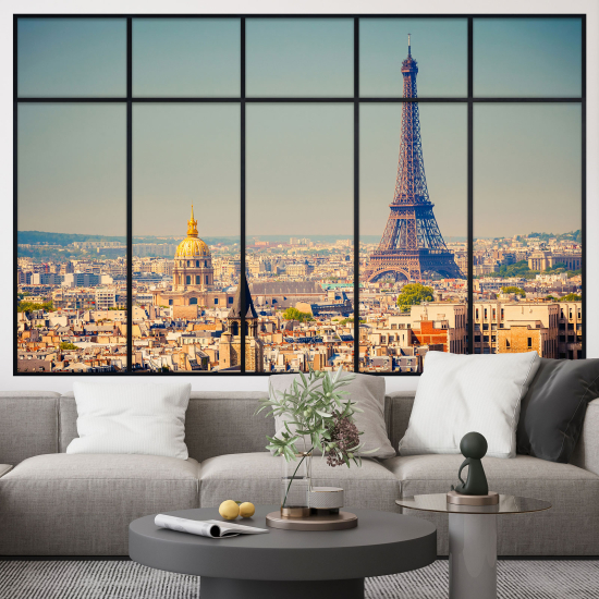 Adesivo Murale - Illusione ottica - Finestra - Parigi