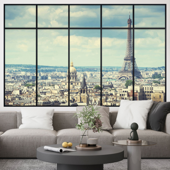 Adesivo Murale - Illusione ottica - Finestra - Parigi