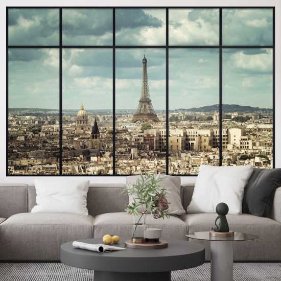 Adesivo Murale - Illusione ottica - Finestra - Parigi