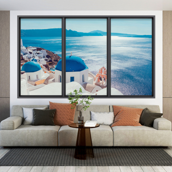Adesivo Murale - Illusione ottica - Finestra - Santorini