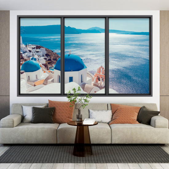 Adesivo Murale - Illusione ottica - Finestra - Santorini