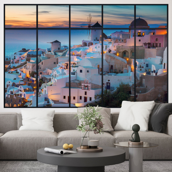 Adesivo Murale - Illusione ottica - Finestra - Santorini
