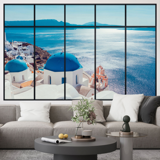Adesivo Murale - Illusione ottica - Finestra - Santorini
