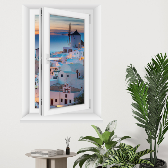 Adesivo Murale - Illusione ottica - Finestra - Santorini