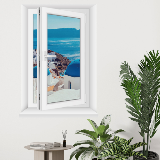 Adesivo Murale - Illusione ottica - Finestra - Santorini