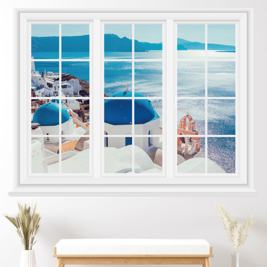 Adesivo Murale - Illusione ottica - Finestra - Santorini
