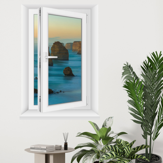 Adesivo Murale - Illusione ottica - Finestra - Scogliere