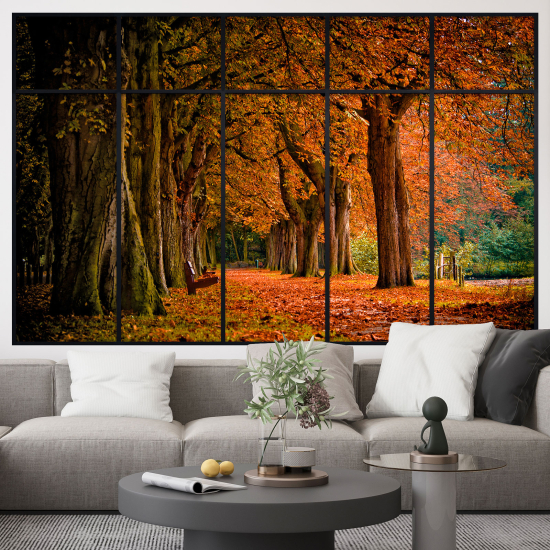 Adesivo Murale - Illusione ottica - Finestra - Sentiero foresta