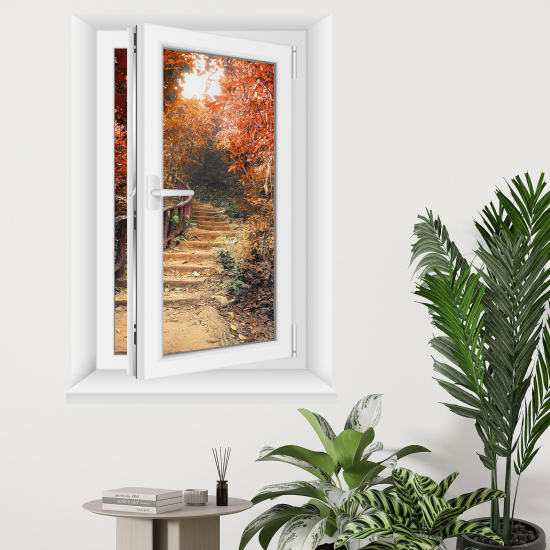 Adesivo Murale - Illusione ottica - Finestra - Sentiero foresta