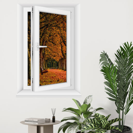 Adesivo Murale - Illusione ottica - Finestra - Sentiero foresta