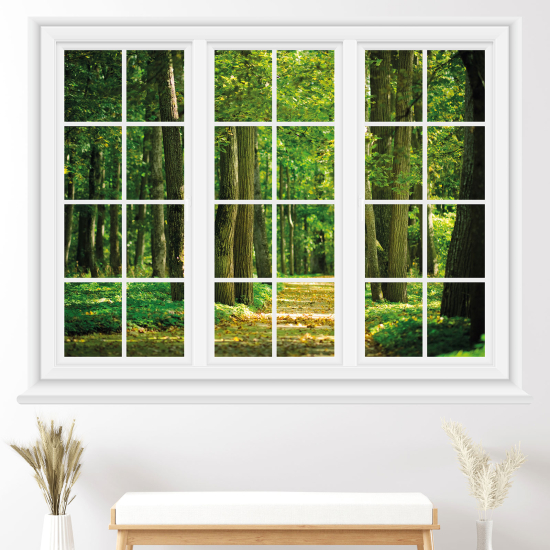 Adesivo Murale - Illusione ottica - Finestra - Sentiero foresta