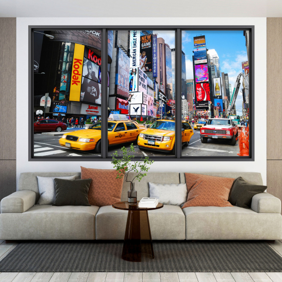 Adesivo Murale - Illusione ottica - Finestra - Taxi di New York