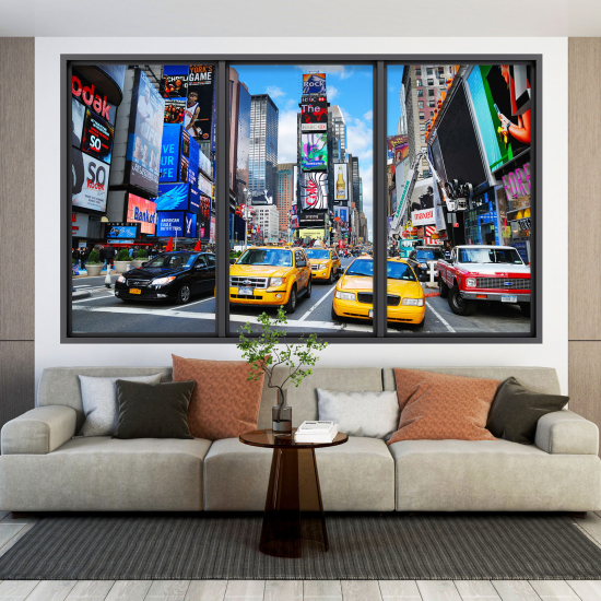 Adesivo Murale - Illusione ottica - Finestra - Taxi di New York