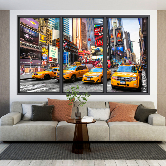 Adesivo Murale - Illusione ottica - Finestra - Taxi di New York