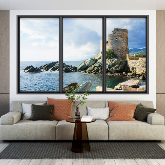 Adesivo Murale - Illusione ottica - Finestra - Torre Genovese