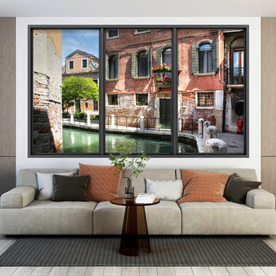 Adesivo Murale - Illusione ottica - Finestra - Venezia