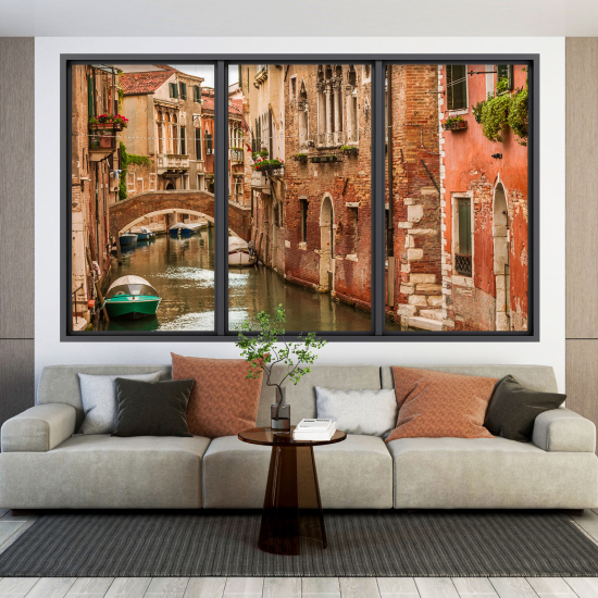 Adesivo Murale - Illusione ottica - Finestra - Venezia