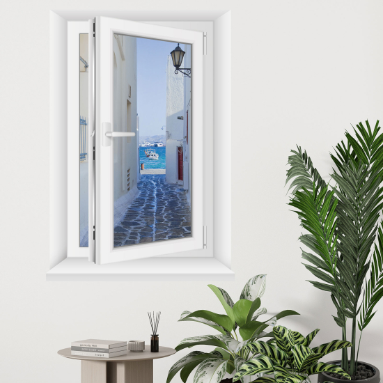 Adesivo Murale - Illusione ottica - Finestra - Vicolo greco