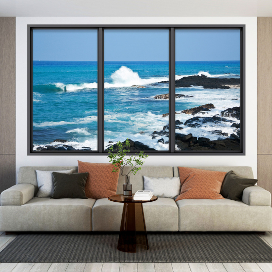 Adesivo Murale - Illusione ottica - Finestra - Vista Mare