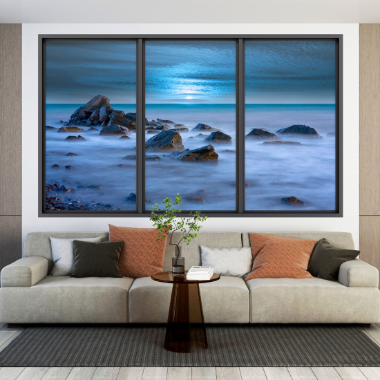 Adesivo Murale - Illusione ottica - Finestra - Vista Mare