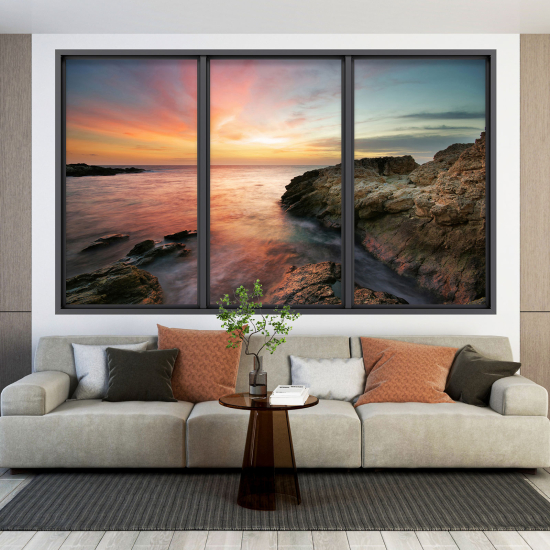 Adesivo Murale - Illusione ottica - Finestra - Vista Mare