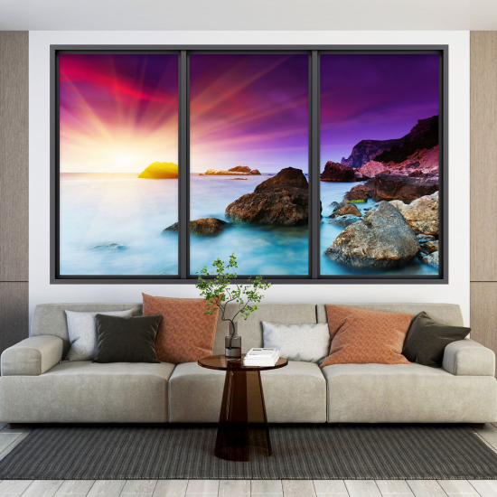 Adesivo Murale - Illusione ottica - Finestra - Vista Mare