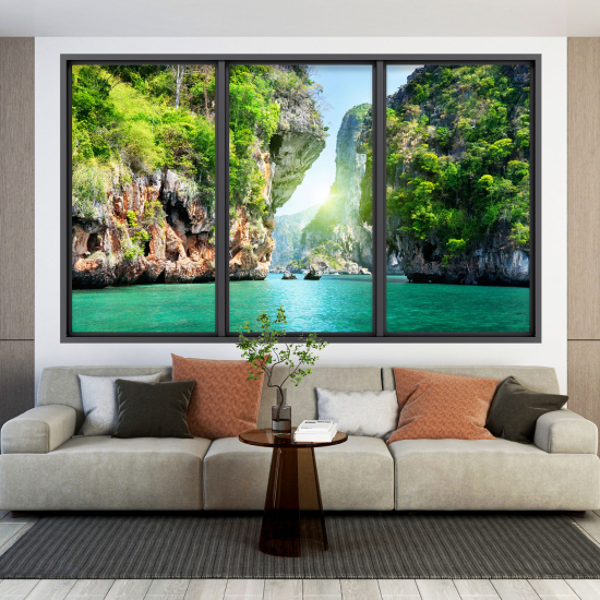 Adesivo Murale - Illusione ottica - Finestra - Vista Mare