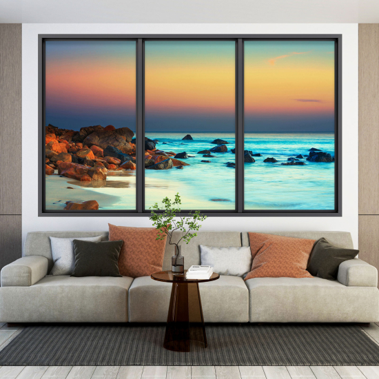 Adesivo Murale - Illusione ottica - Finestra - Vista Mare