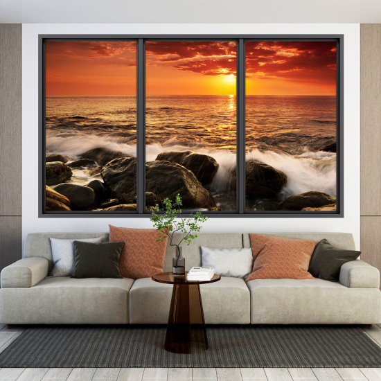 Adesivo Murale - Illusione ottica - Finestra - Vista Mare