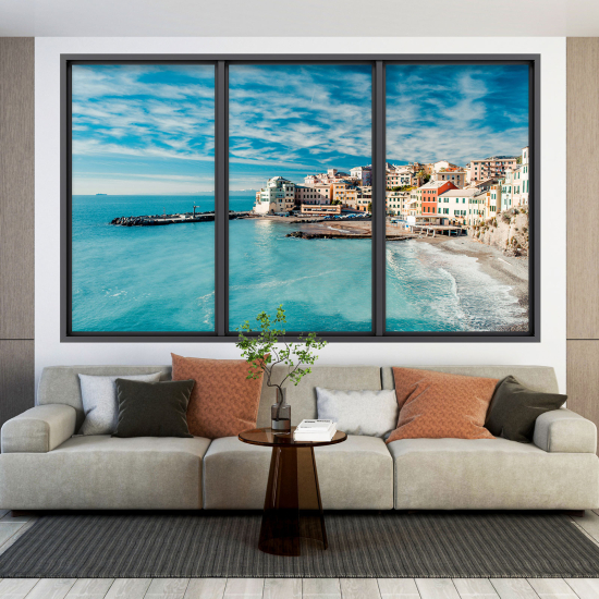Adesivo Murale - Illusione ottica - Finestra - Vista Mare